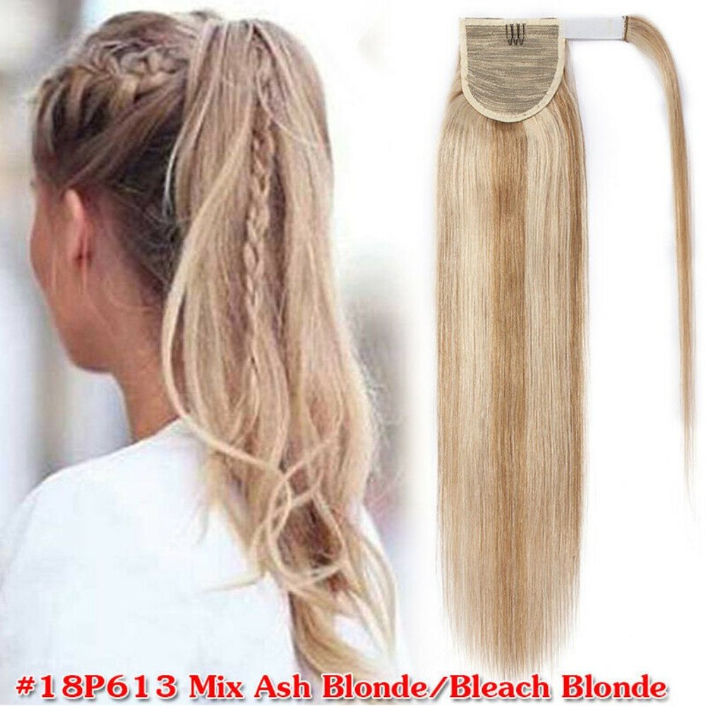 NEW! 20" WRAP AROUND MIX BLOND HUMAN HAIR PONYTAIL